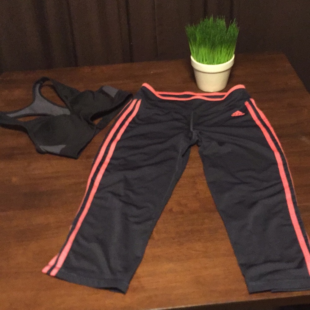 Adidas Black Workout Pants Crop Size Small